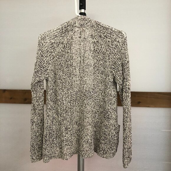 Eileen FISHER Grey White Knit Crochet Open Cardigan Sz XXS - Picture 2 of 10